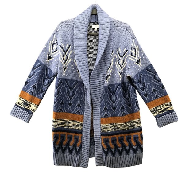 Lucky Brand Sweaters - Lucky Brand Western Cardigan Sweater Womens M Thick Shawl Collar Aztec Longline